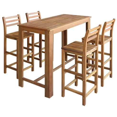 Maison Madeleine -  Bar Table and Chair Set 5 Pieces Solid Acacia Wood